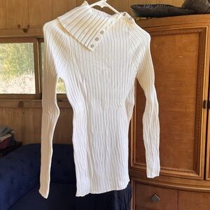 Sundance Cream Ribbed Cowl Neck Sweater, Large and XL